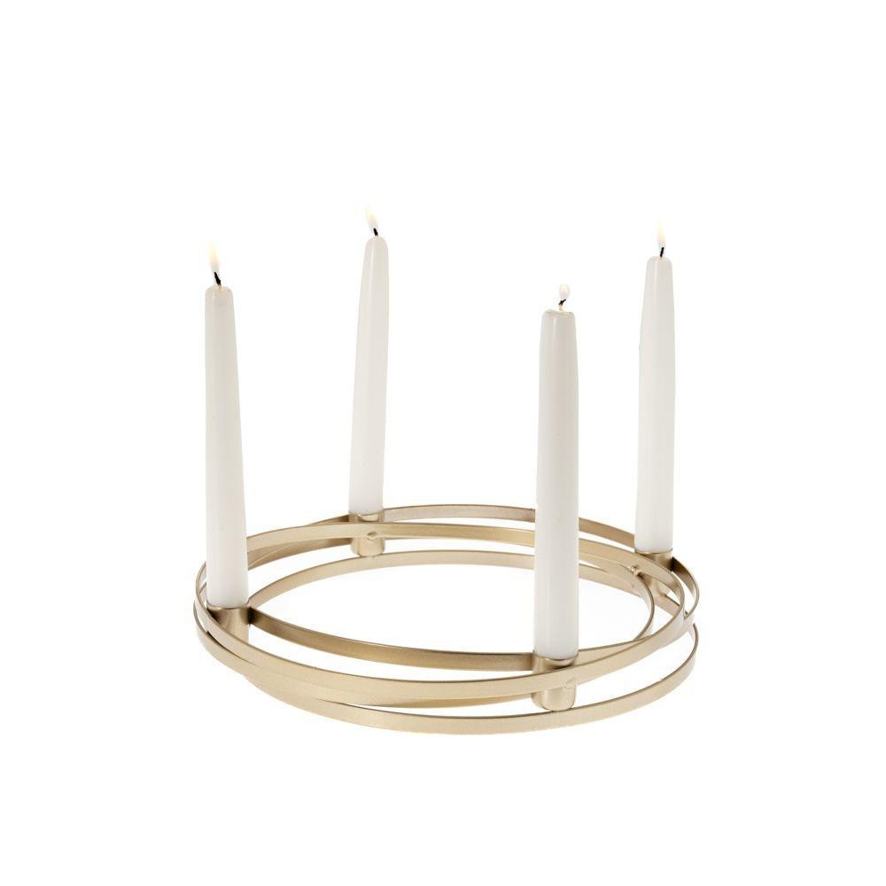 PORTACANDELE IN METALLO ORO D31x4CM